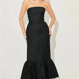 Prikket maxikjole uden stropper