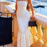 Prikket maxikjole uden stropper