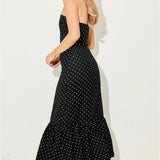 Prikket maxikjole uden stropper