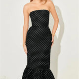 Prikket maxikjole uden stropper