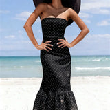 Prikket maxikjole uden stropper