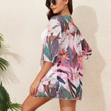 Højtaljet monokinisæt med print og to dele