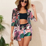 Højtaljet monokinisæt med print og to dele