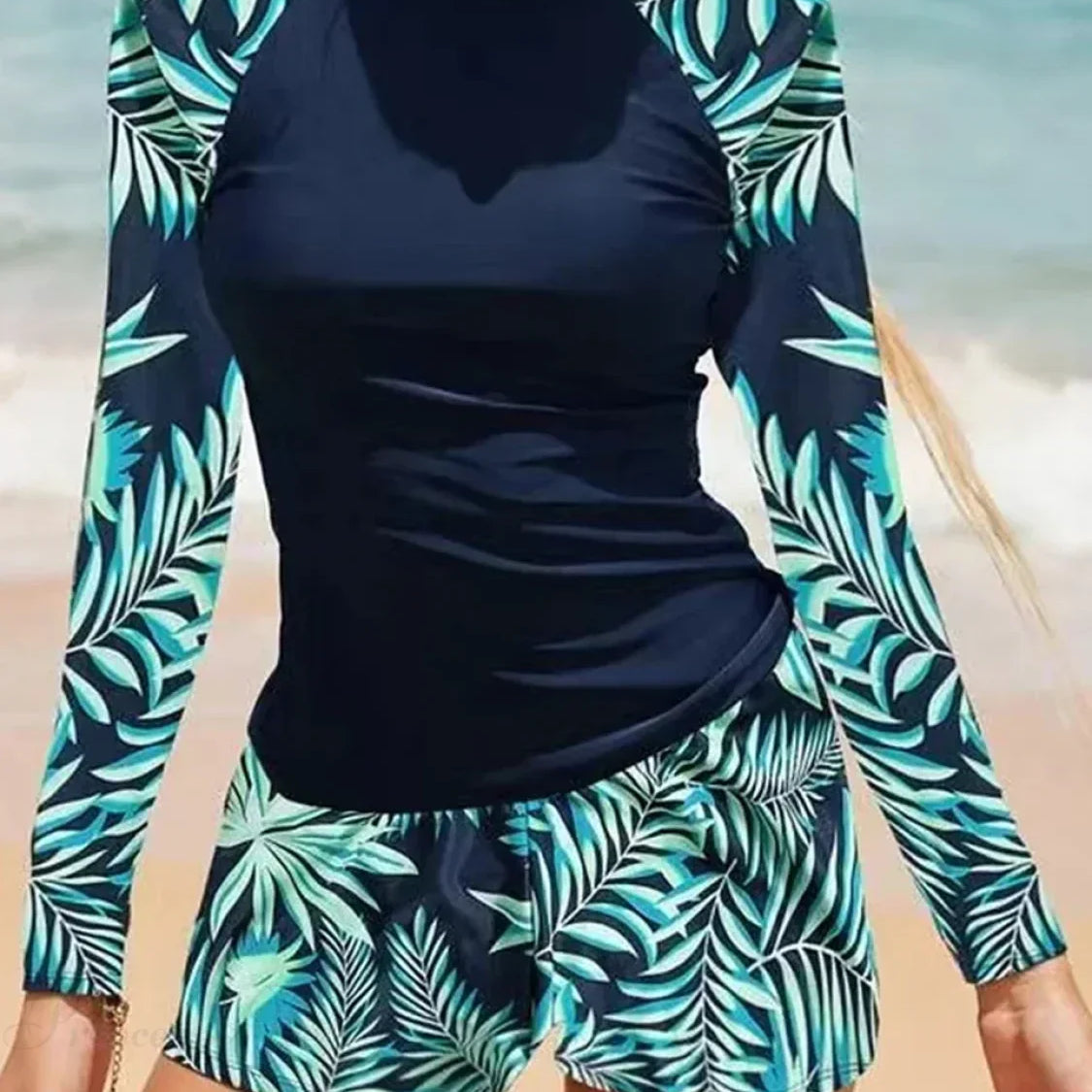 Todelt surfsæt med print og lange ærmer