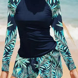 Todelt surfsæt med print og lange ærmer