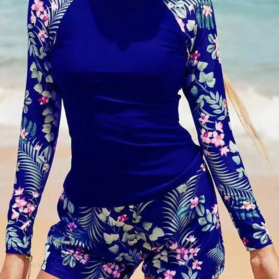 Todelt surfsæt med print og lange ærmer