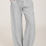 Damebukser med vide ben – Naturfibre – Elastik i taljen – Afslappet pasform