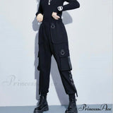 Sorte punk cargo joggingbukser til kvinder