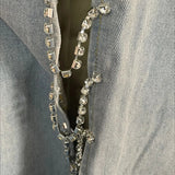 Afslappede jeans med mellemhøj talje, diamantmønstrede paneler og slidser i siden