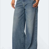 Lange, trykte jeans med vide, afslappede ben