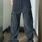 Retro denim cargobukser med flere lommer