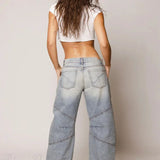 Retro falmede og ustrukturerede jeans med brede ben