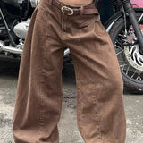 Retro Maillard-jeans med brede, slidte ben