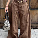 Retro Maillard-jeans med brede, slidte ben