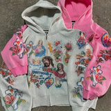 Oversized hættetrøje med retroprint