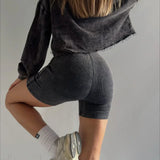 Todelt retro ribbet crop top sæt