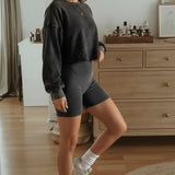 Todelt retro ribbet crop top sæt