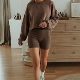 Todelt retro ribbet crop top sæt