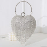 Sølvfarvet aftenclutch med rhinstensmønster, brudetaske