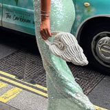 Højtaljet bodycon-nederdel med pailletter