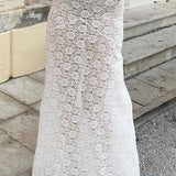 Sexet lang, gennemsigtig nederdel med blomsterprint og jacquard