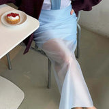 Højtaljet, transparent midi-nederdel