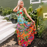 Todelt sæt med printet nederdel med flæser