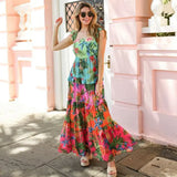 Todelt sæt med printet nederdel med flæser