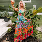 Todelt sæt med printet nederdel med flæser