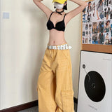 Afslappede denim cargobukser med lige ben