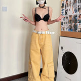 Afslappede denim cargobukser med lige ben