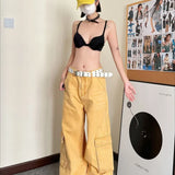 Afslappede denim cargobukser med lige ben