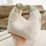 Enkel, blød og plysagtig crossbody-håndtaske til kvinder