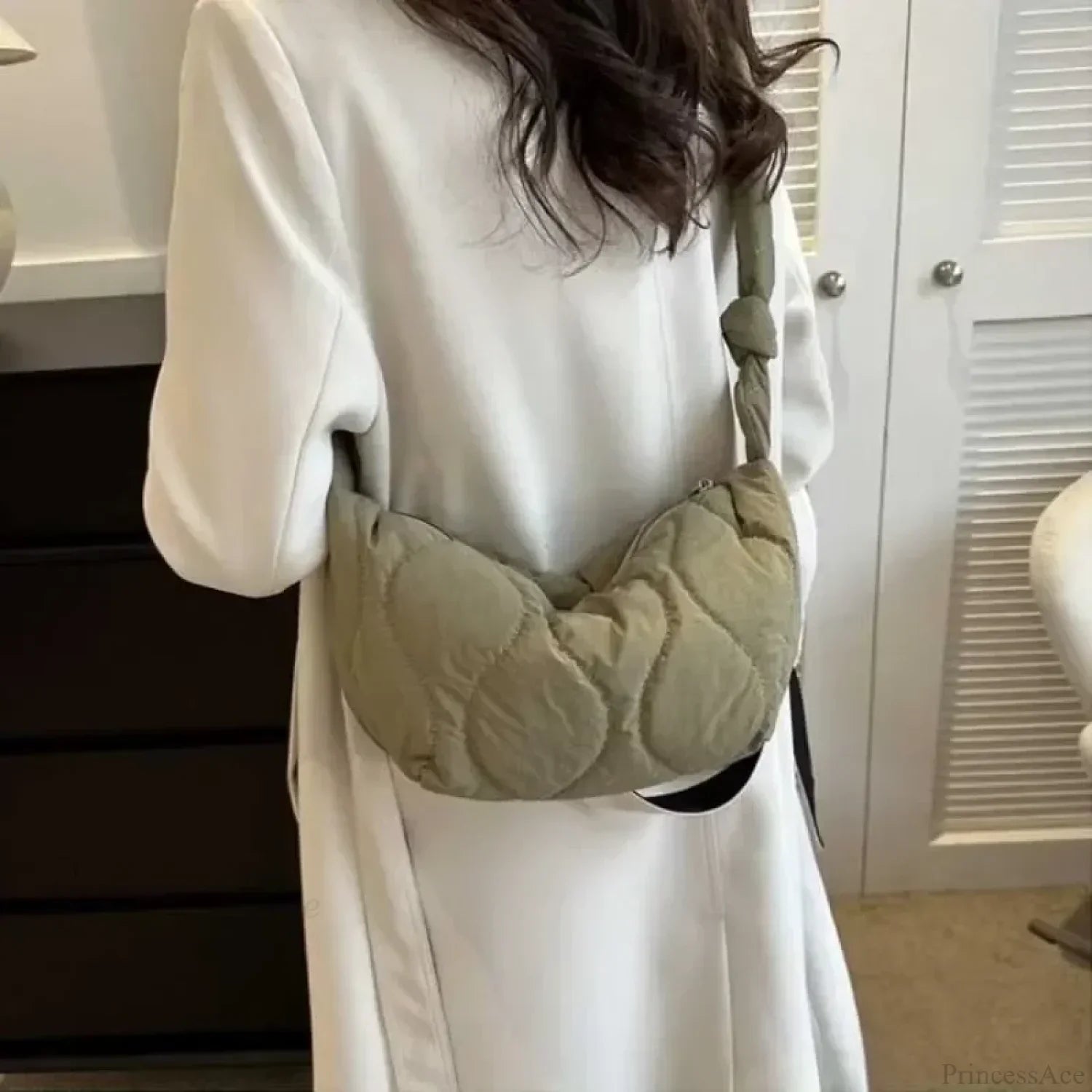 Quiltet skuldertaske i blød bomuld