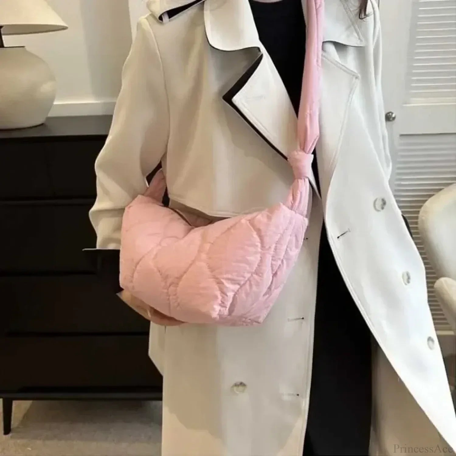 Quiltet skuldertaske i blød bomuld