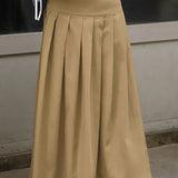 Ensfarvet højtaljet plisseret maxinederdel