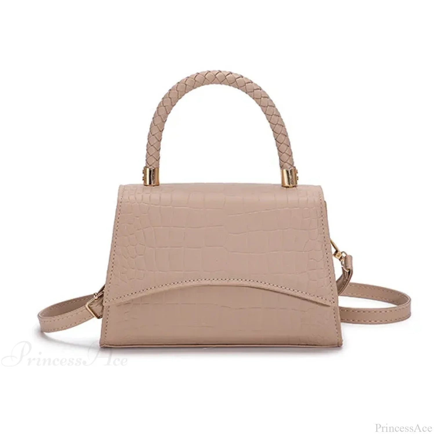 Afslappet skuldertaske i massivt PU-læder med hank foroven