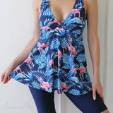 Todelt strandkjole med print og stropper