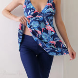 Todelt strandkjole med print og stropper