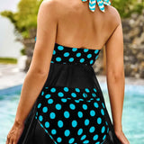 Stropløs push-up-trøje med polkaprikker og to dele