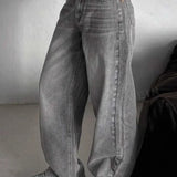 Jean Street Vintage falmede, røget grå jeans med brede ben