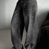 Jean Street Vintage falmede, røget grå jeans med brede ben