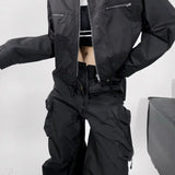 Løstsiddende, afslappet Techwear utilityjakke med lynlåslukning