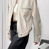 Løstsiddende, afslappet Techwear utilityjakke med lynlåslukning