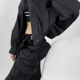 Løstsiddende, afslappet Techwear utilityjakke med lynlåslukning