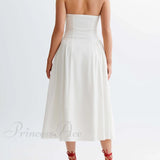 Elegant plisseret bustier midikjole