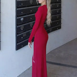 Maxi bodycon-kjole med V-hals udsmykket med rhinsten