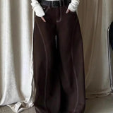 Vintage brune højtaljede jeans med lige ben