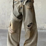 Vintage falmede og løstsiddende jeans, gulvlange