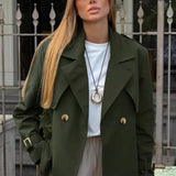 Vintage dobbeltradet mellemlang frakke med bælte